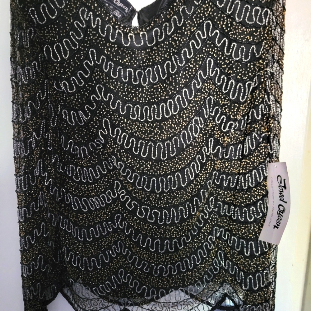 Gold & Black Sequin Blouse